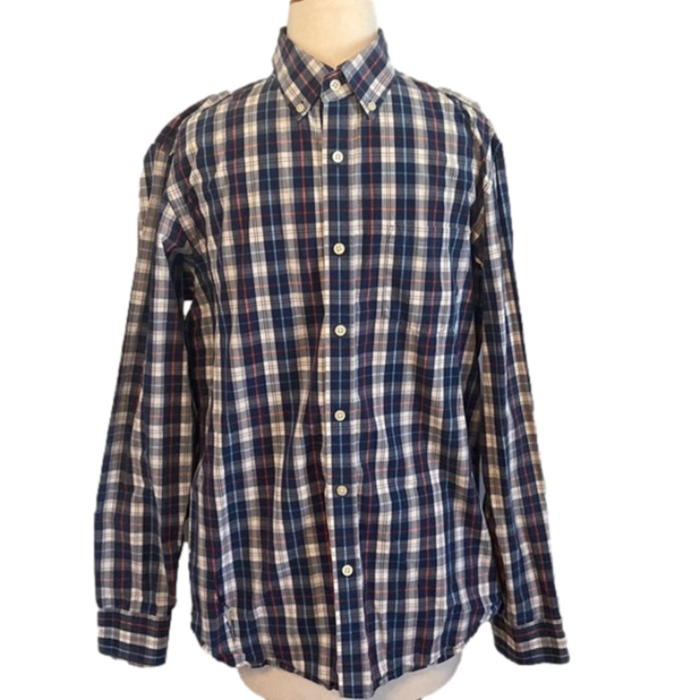 Banana Republic Button Down Long Sleeve Shirt Men’s M Slim Fit Blue Plaid